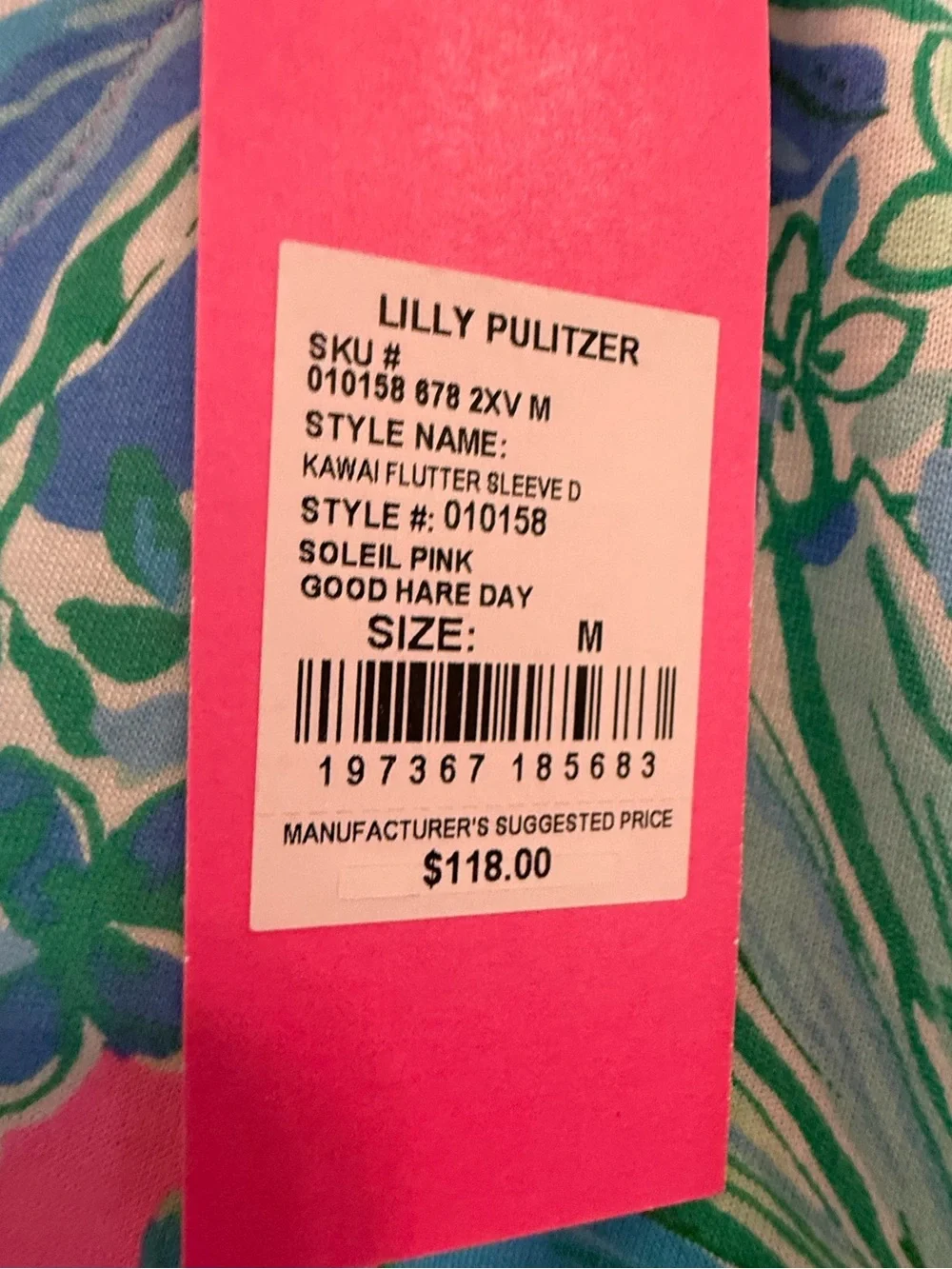 Lilly Pulitzer KAWAI FLUTTER SLEEVE D Floral V-Neck Dress in Pink & Aqua